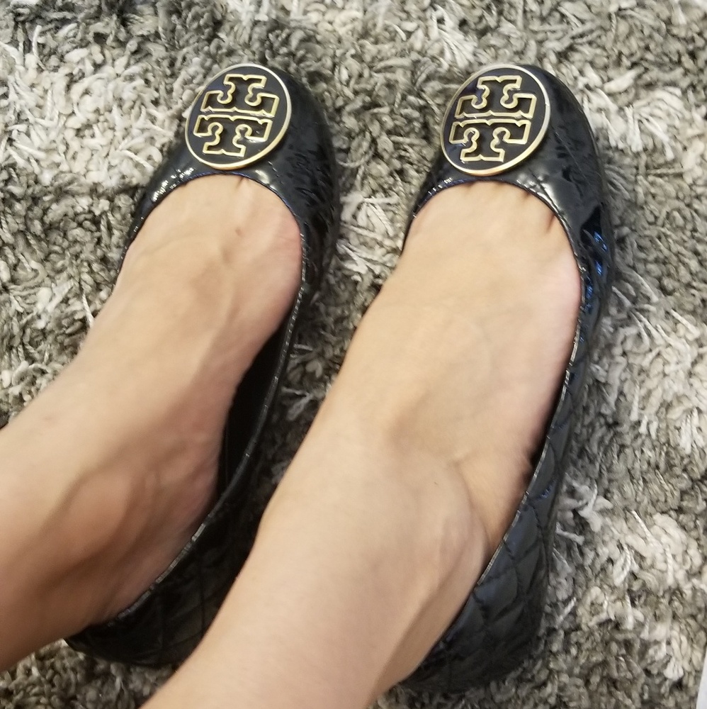 Tory Burch Quilted Black Flats